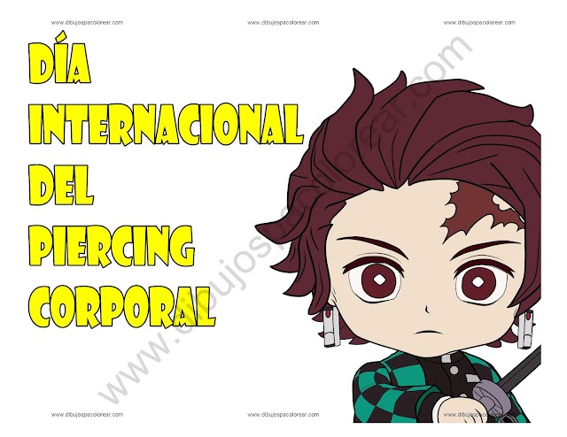 Día Internacional del Piercing Corporal dibujo a color y para colorear